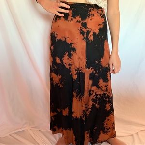 orange and black maxi skirt